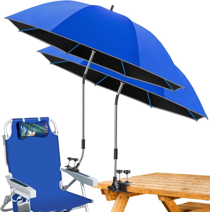 QTREE intelligence Beach Umbrella,2PACK 48.7inch Chair Umbrella with Clamp adjustable 360°,UV Protection Large Camping Chair Umbrellas for Camping chair, Glof Cart,Table（Chair,Table not include） - Image 1